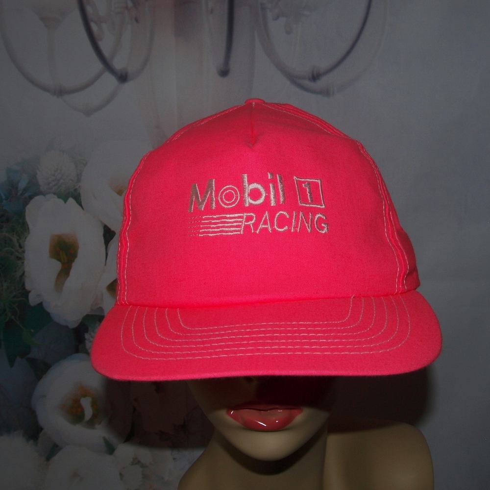 Mobil 1 Oil Hat NASCAR Racing Hat Baseball Cap Pink Embroidered Vintage Hat